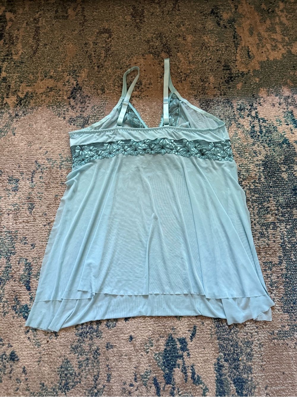 Light Aqua Lace-Trim Nightie - Picture 2 of 2